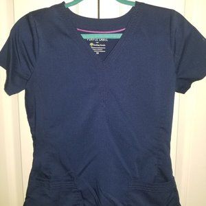XS Navy Healing Hands Purple Label Jane Women's 2-Pocket STRETCH Scrub Top